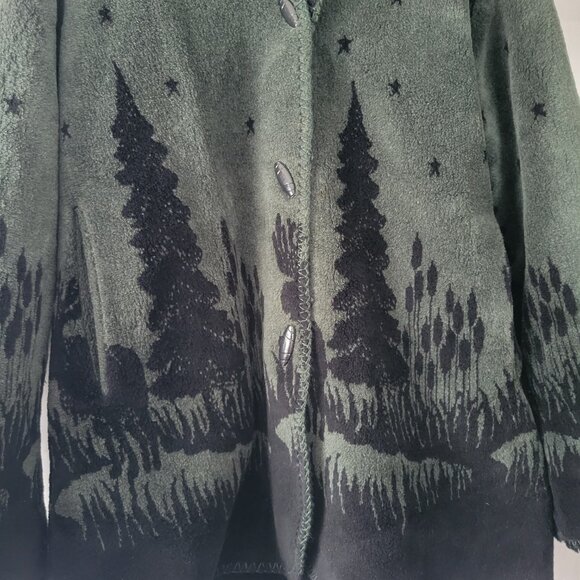 Vintage Nordic Lights Fleece Hooded Reversible Jacket Women’s XL Forrest Green - Picture 2 of 9